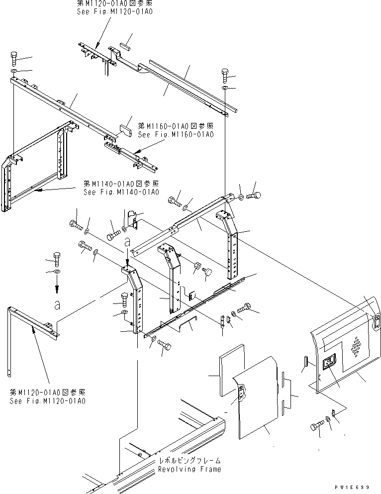 Excavators Komatsu / PC220LC-7 S/N 60001-UP (Overseas Version)(pc220l6c) / LEFT SIDE DOOR (MACHINE CAB)(#65001-)(240060 : M1130-01A1A)