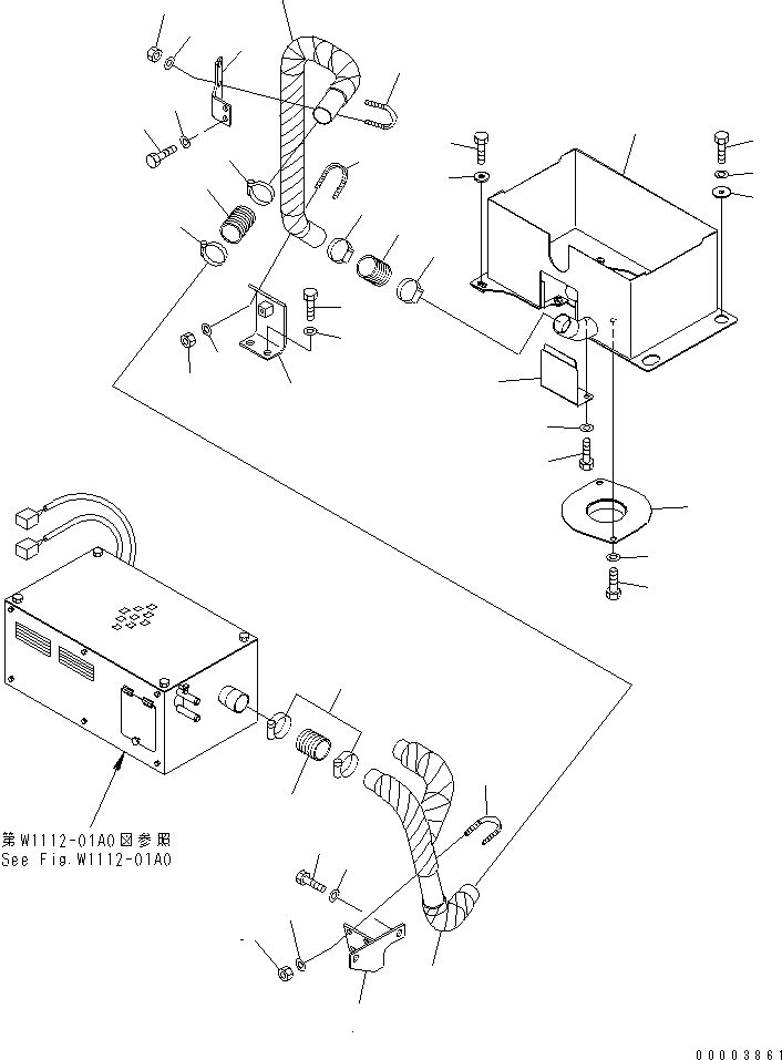 Excavators Komatsu / PC220LC-7 S/N 60001-UP (Overseas Version)(pc220l6c) / PRE HEATER (DUCT) (COLD WEATHER A SPEC.)(#60255-)(450150 : W1112-06A0)