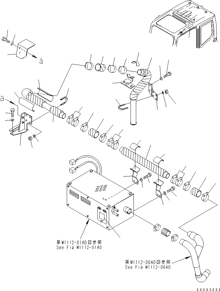 Excavators Komatsu / PC220LC-7 S/N 60001-UP (Overseas Version)(pc220l6c) / PRE HEATER (DUCT AND DECAL) (COLD WEATHER A SPEC.)(#60255-)(450170 : W1112-07A0)
