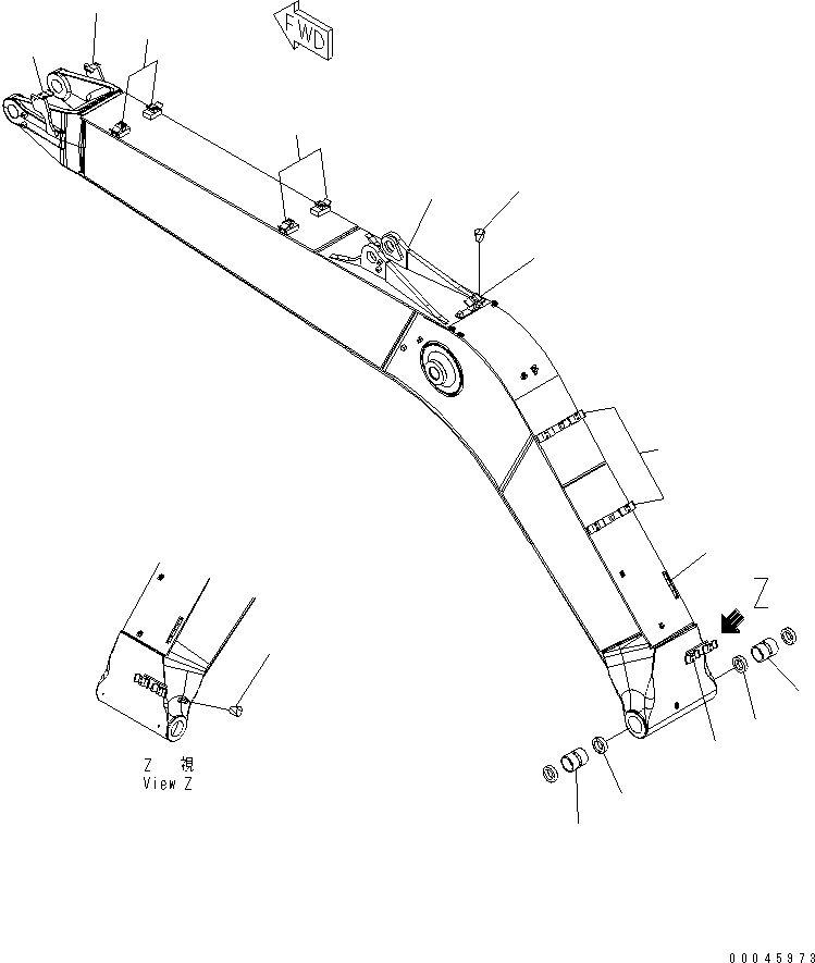 Excavators Komatsu / PC220LC-8 S/N 70001-UP (ecot3)(pc220l7c) / BOOM (5.9M BOOM) (HEAVY DUTY) (100 HOURS GREASING TYPE)(360030 : T1110-01A2)