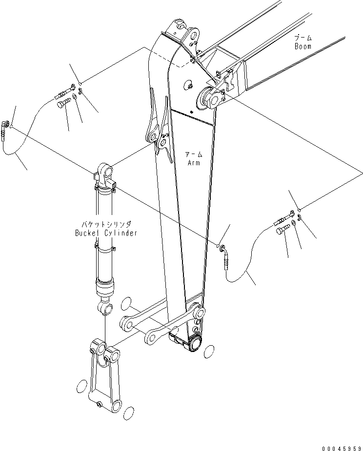 Excavators Komatsu / PC220LC-8 S/N 70001-UP (ecot3)(pc220l7c) / ARM (BUCKET CYLINDER HOSE) (FOR 1-ACTUATOR) (FOR 3.0M ARM)(360430 : T1200-03A5)