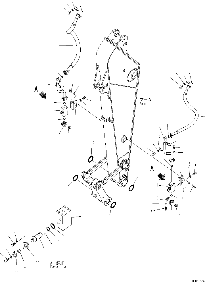 Excavators Komatsu / PC220LC-8 S/N 70001-UP (ecot3)(pc220l7c) / ARM (ADDITIONAL PIPING) (FOR 1-ACTUATOR) (FOR 2.5M ARM)(360480 : T1200-04B3)