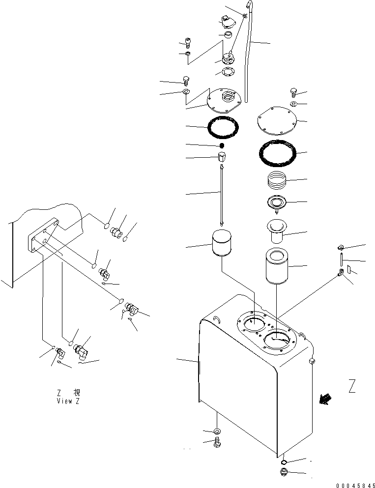 Excavators Komatsu / PC220LC-8 S/N 80001-80376(pc220l9c) / HYDRAULIC OIL TANK (FOR 1-ACTUATOR)(#80001-)(150020 : H0110-01H1)