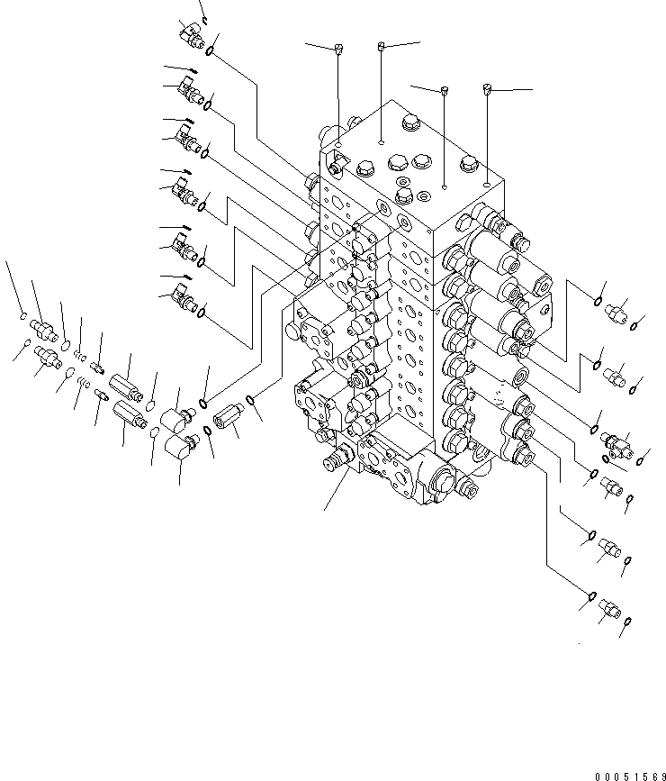Excavators Komatsu / PC220LC-8 S/N 80001-80376(pc220l9c) / MAIN CONTROL VALVE (FOR 2-ACTUATOR) (CONNECTING PARTS) (1/2)(#80001-)(150080 : H0120-01H4)