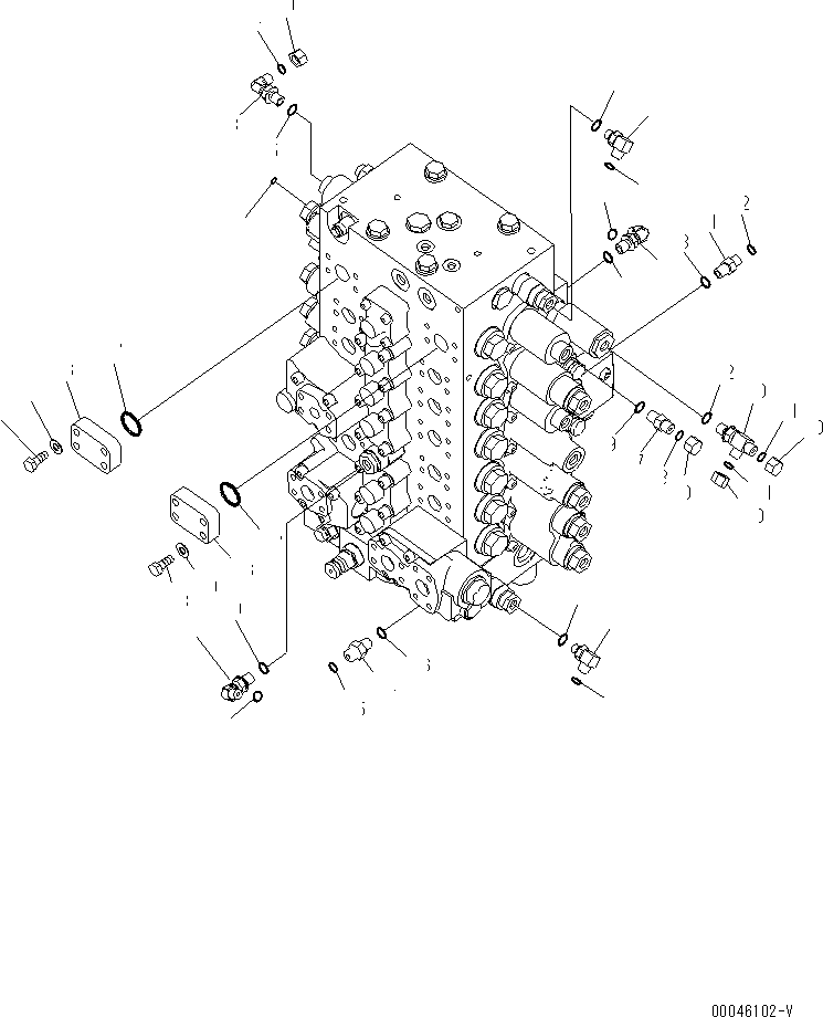 Excavators Komatsu / PC220LC-8 S/N 80001-80376(pc220l9c) / MAIN CONTROL VALVE (WITH SERVICE VALVE) (FOR 1-ACTUATOR) (CONNECTING PARTS) (2/2)(#80001-)(150110 : H0120-02H3)