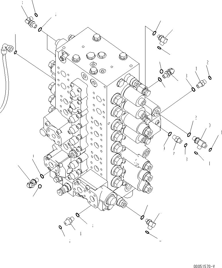 Excavators Komatsu / PC220LC-8 S/N 80001-80376(pc220l9c) / MAIN CONTROL VALVE (FOR 2-ACTUATOR) (CONNECTING PARTS) (2/2)(#80001-)(150120 : H0120-02H4)