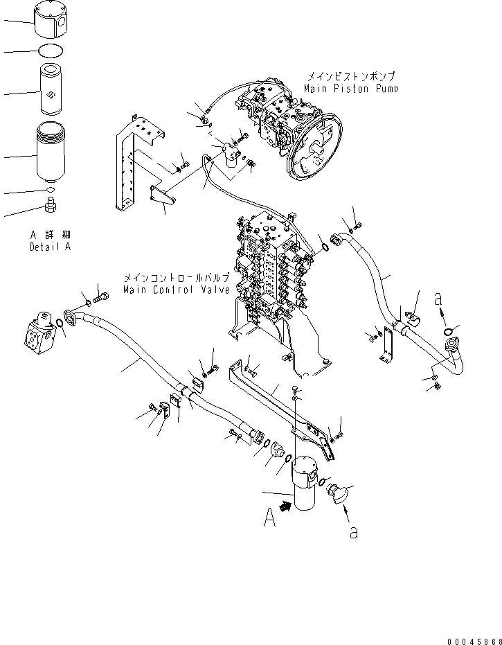Excavators Komatsu / PC220LC-8 S/N 80001-80376(pc220l9c) / ATTACHMENT LINE (RETURN AND PILOT FILTER) (FOR 1-ACTUATOR)(#80001-)(150380 : H1270-03H0)