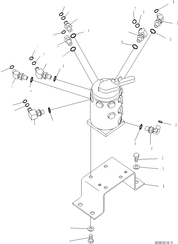 Excavators Komatsu / PC220LC-8 S/N 80001-80376(pc220l9c) / MULTI PATTERN VALVE (ISO/BACKHOE CHANGE VALVE) (CONNECTING PARTS)(#80001-)(150420 : H1280-02H1)