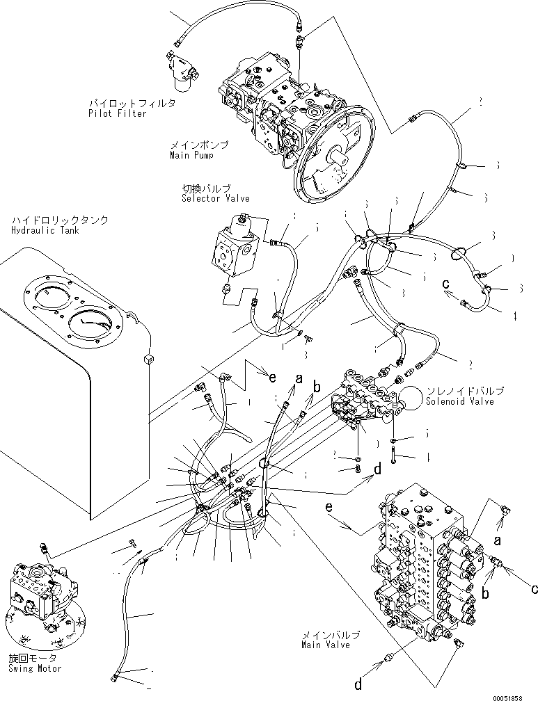 Excavators Komatsu / PC220LC-8 S/N 80001-80376(pc220l9c) / SOLENOID VALVE CIRCUIT (SOLENOID VALVE PIPING) (FOR 1-ACTUATOR)(#80001-)(150510 : H1831-02H1)