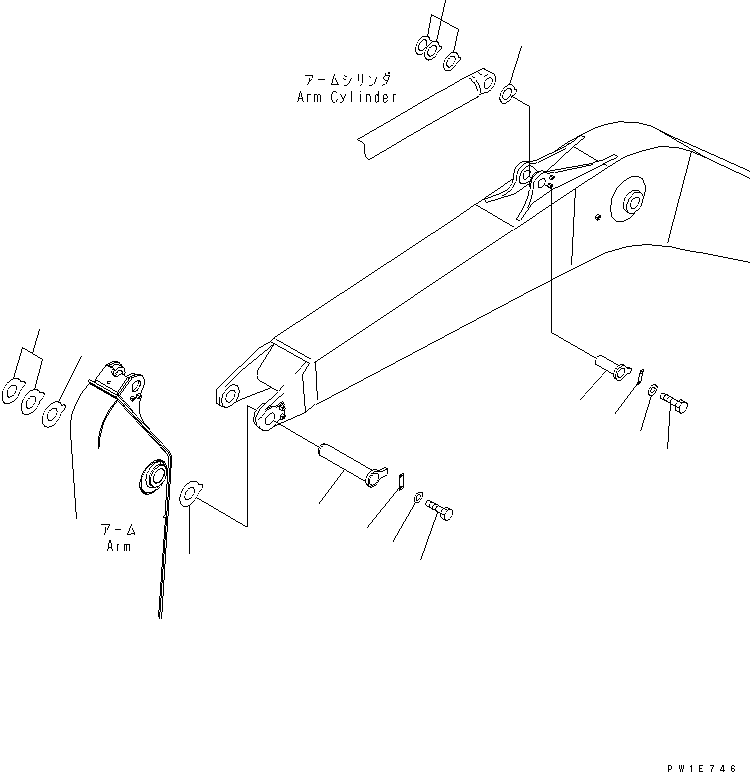 Excavators Komatsu / PC220LC-8 S/N 80001-80376(pc220l9c) / BOOM (TOP PIN AND ARM CYLINDER BOTTOM PIN) (100 HOURS GREASING TYPE)(#80001-)(360050 : T1110-02H2)