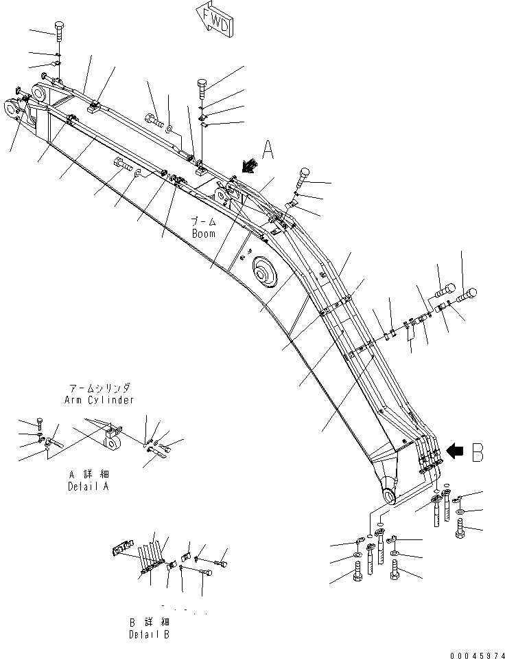 Excavators Komatsu / PC220LC-8 S/N 80001-80376(pc220l9c) / BOOM (ARM AND BUCKET CYLINDER LINES)(#80001-)(360060 : T1110-03H0)