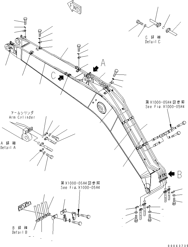 Excavators Komatsu / PC220LC-8 S/N 80001-80376(pc220l9c) / BOOM (ARM AND BUCKET CYLINDER LINES) (WITH ARM CRANE)(#80001-)(360070 : T1110-03H5)