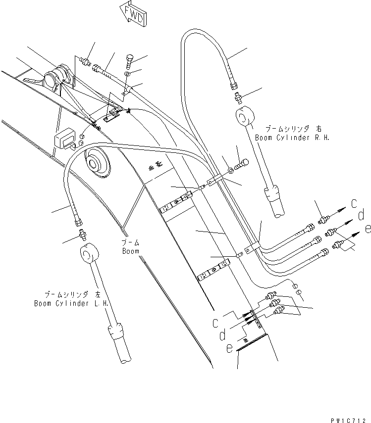 Excavators Komatsu / PC220LC-8 S/N 80001-80376(pc220l9c) / BOOM (LUBRICATING LINE AND HARNESS)(#80001-)(360080 : T1110-04H0)