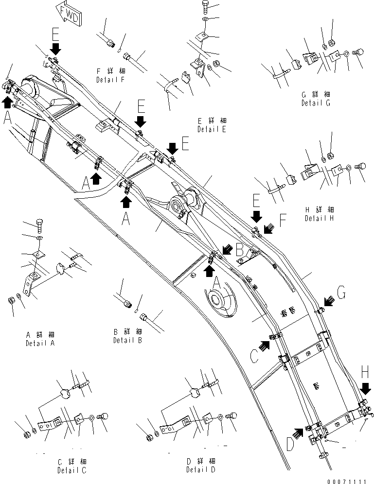 Excavators Komatsu / PC220LC-8 S/N 80001-80376(pc220l9c) / BOOM (QUICK COUPLER LINE) (FOR KAL)(#80001-)(360150 : T1110-09H8)