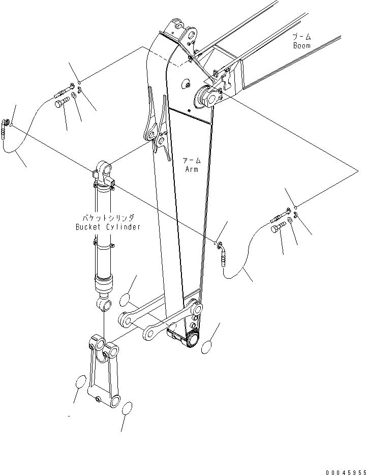 Excavators Komatsu / PC220LC-8 S/N 80001-80376(pc220l9c) / ARM (BUCKET CYLINDER HOSE AND SPACER) (FOR 3.0M ARM)(#80001-)(360480 : T1200-03H0)