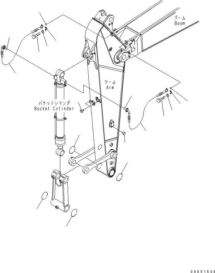 Excavators Komatsu / PC220LC-8 S/N 80001-80376(pc220l9c) / ARM (BUCKET CYLINDER HOSE) (FOR 2.5M ARM) (FOR TURKEY)(#80001-)(360500 : T1200-03J6)
