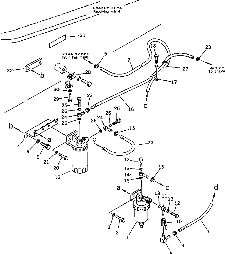 Excavators Komatsu / PC220LC-5 S/N 35001-UP(pc220lcc) / WATER SEPARATOR ? PRE-FUEL FILTER AND PIPING(030240 : 1365)