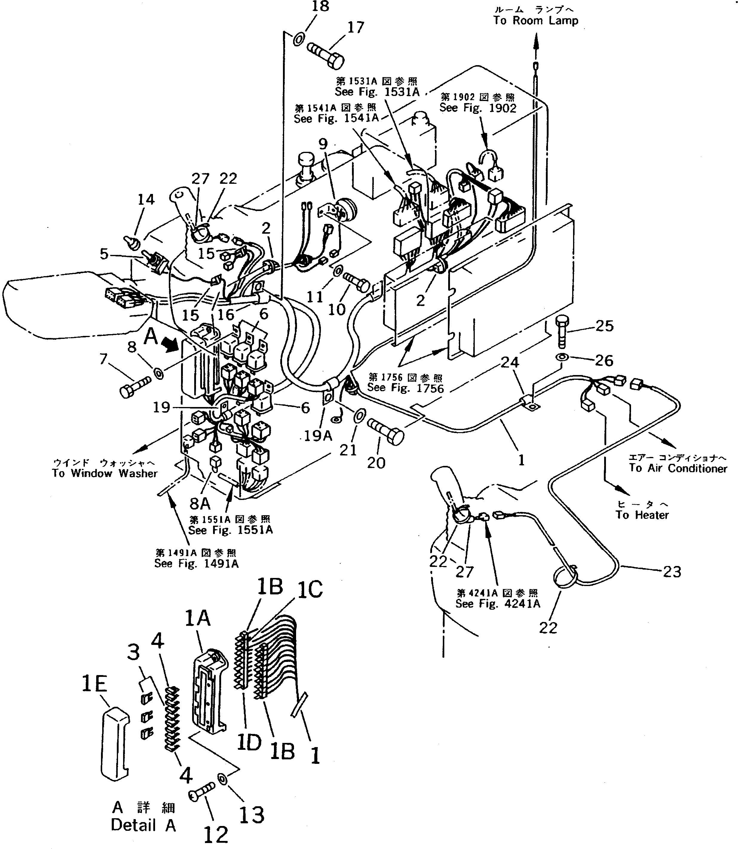 Excavators Komatsu / PC220LC-5 S/N 35001-UP(pc220lcc) / WIRING IN CAB (FOR PANEL STAND) (FOR WRIST CONTROL)(#36614-)(030290 : 1471A)