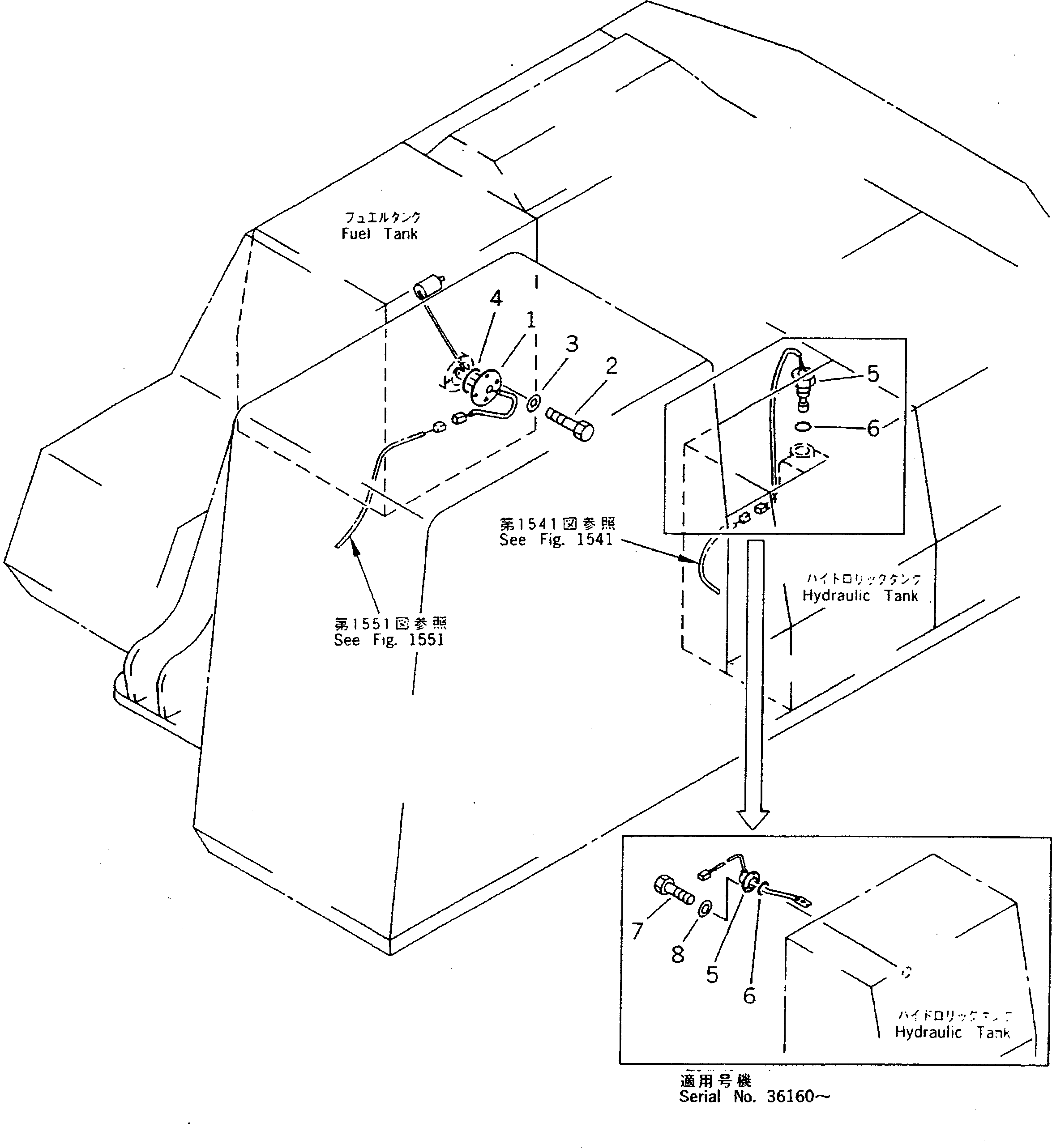 Excavators Komatsu / PC220LC-5 S/N 35001-UP(pc220lcc) / LEVEL SENSOR (FOR FUEL AND HYDRAULIC TANK)(030380 : 1511)