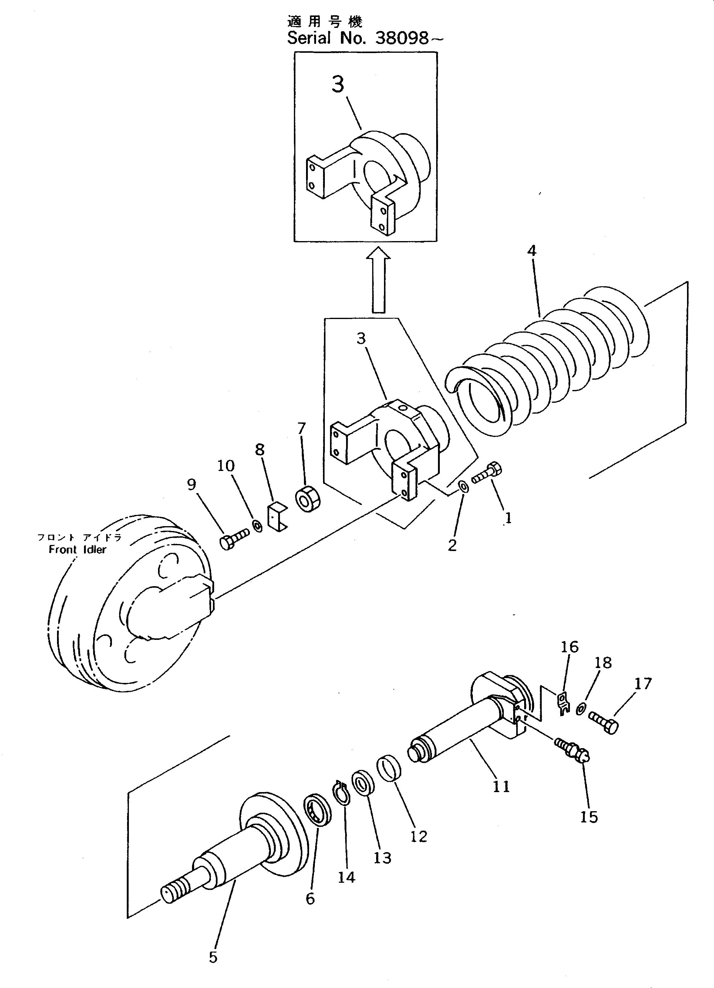 Excavators Komatsu / PC220LC-5 S/N 35001-UP(pc220lcc) / IDLER CUSHION(090100 : 3211)