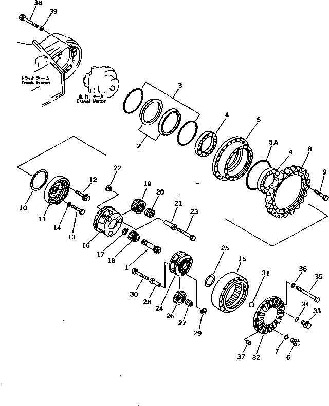 Excavators Komatsu / PC220LC-5 S/N 35001-UP(pc220lcc) / FINAL DRIVE AND SPROCKET(#36614-)(090170 : 3351A)