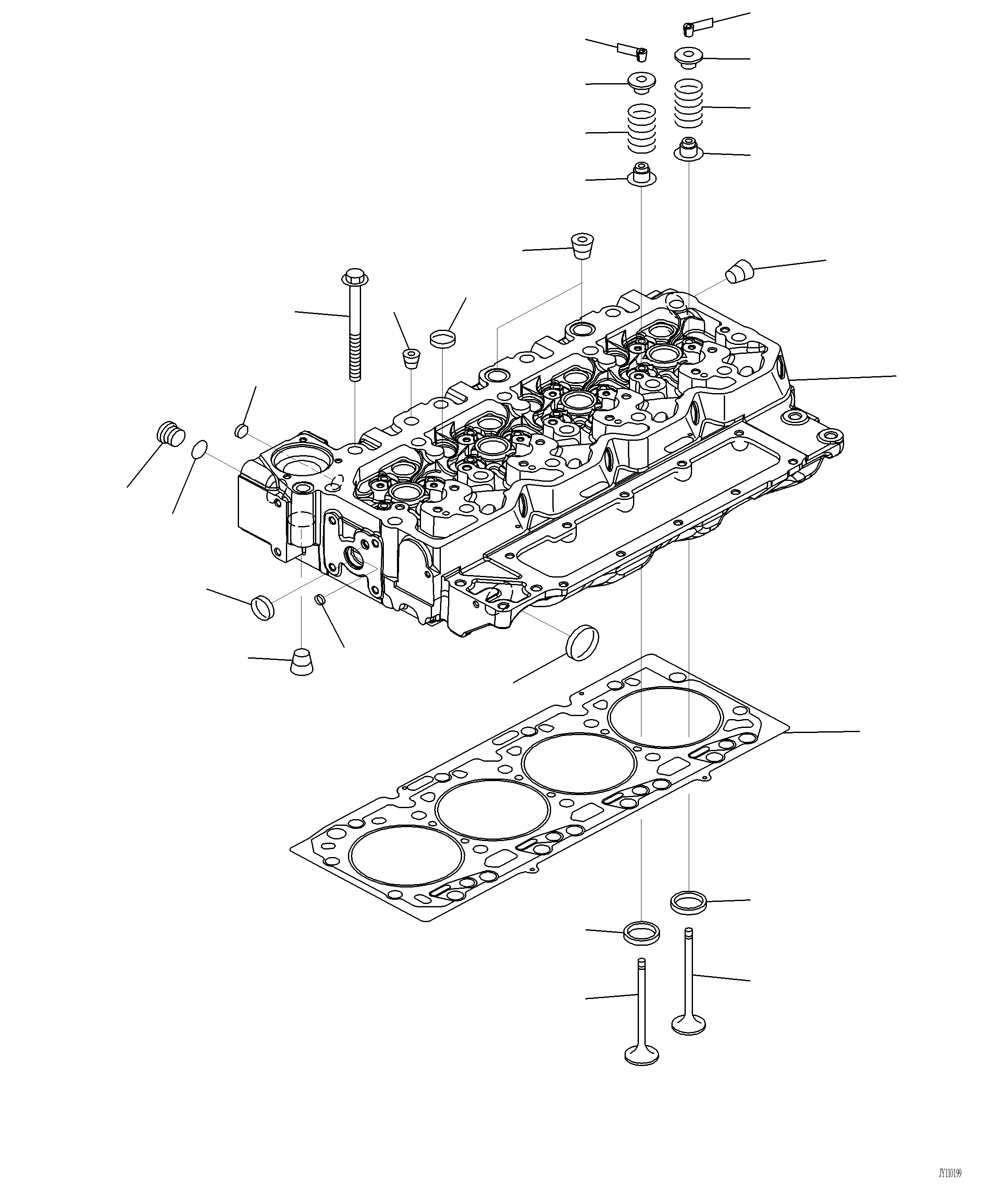 Komatsu parts book diagram for PC220LCi-12 S/N A15001: A1009-001001 CYLINDER HEAD