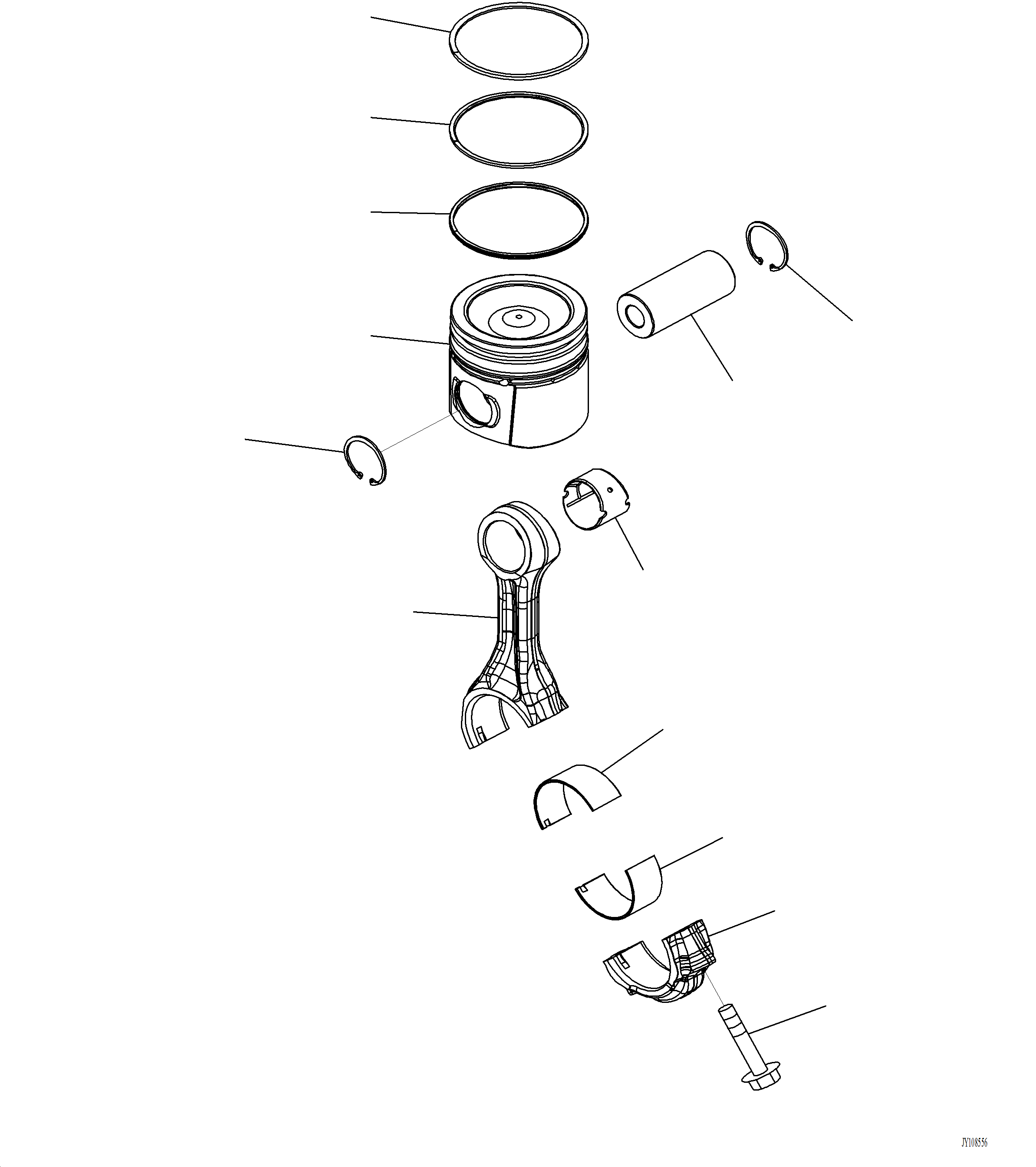 Komatsu parts book diagram for PC220LCi-12 S/N A15001: A2359-001001 PISTON AND CONNECTING ROD