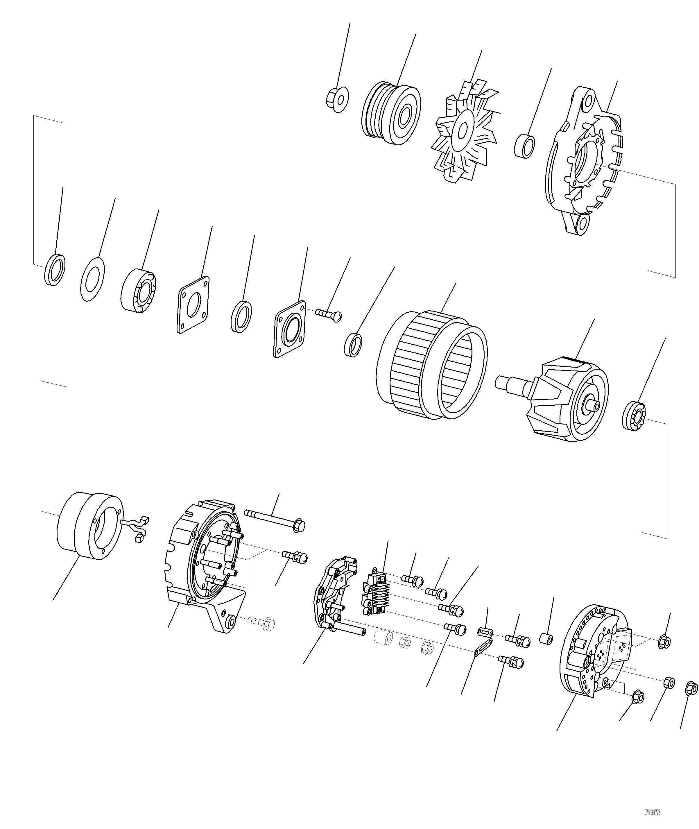 Komatsu parts book diagram for PC220LCi-12 S/N A15001: AEE00-001001 ALTERNATOR INNER PARTS (85AMP.)
