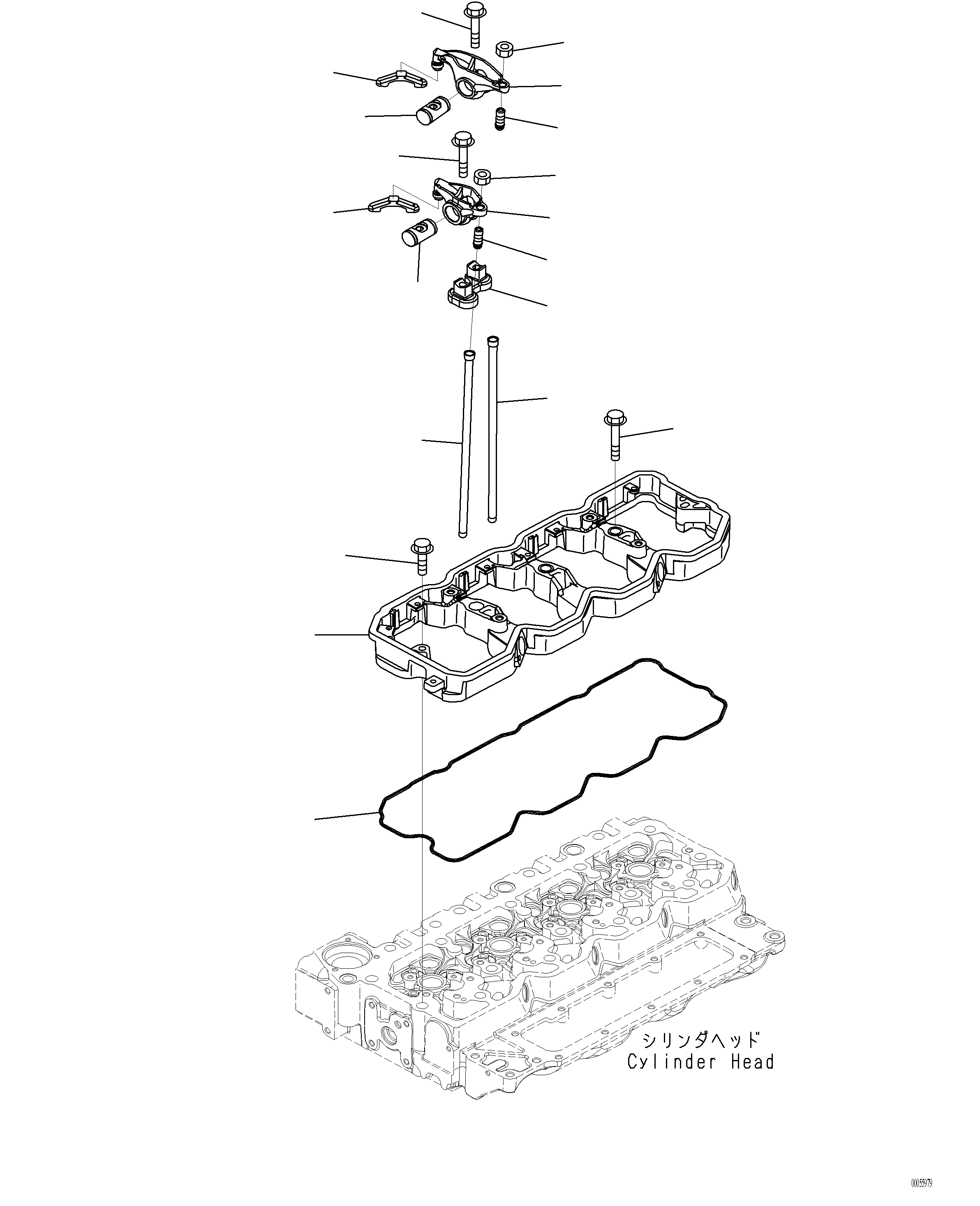 Komatsu parts book diagram for PC220LCi-12 S/N A15001: ARL00-001001 ROCKER ARM