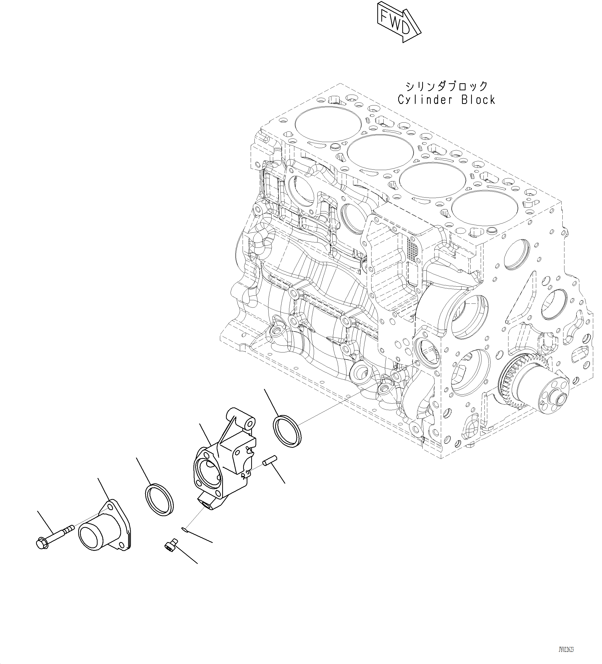 Komatsu parts book diagram for PC220LCi-12 S/N A15001: AWI10-001001 WATER INLET CONNECTOR