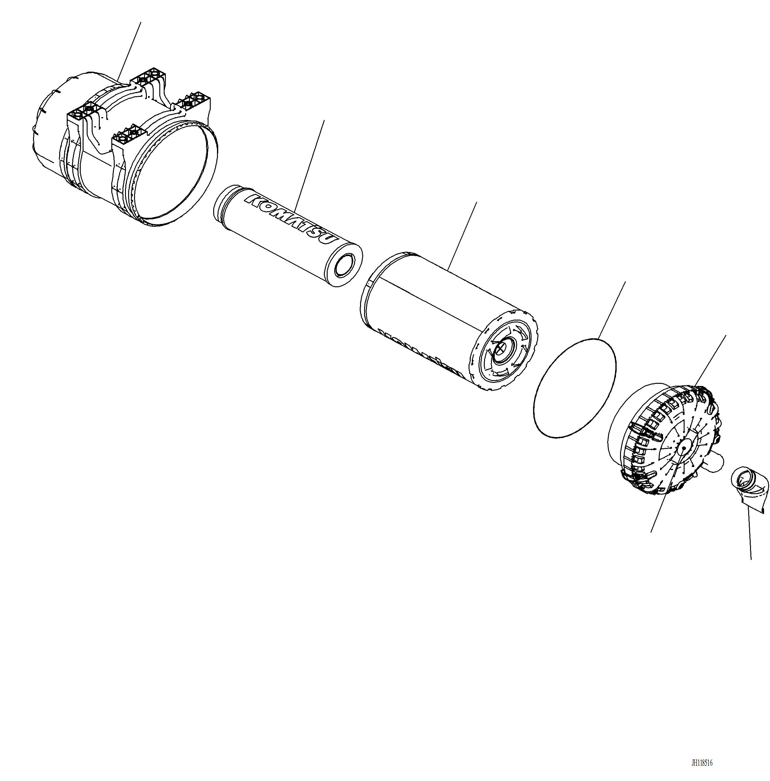 Komatsu parts book diagram for PC220LCi-12 S/N A15001: B0200-001001 AIR CLEANER INNER PARTS