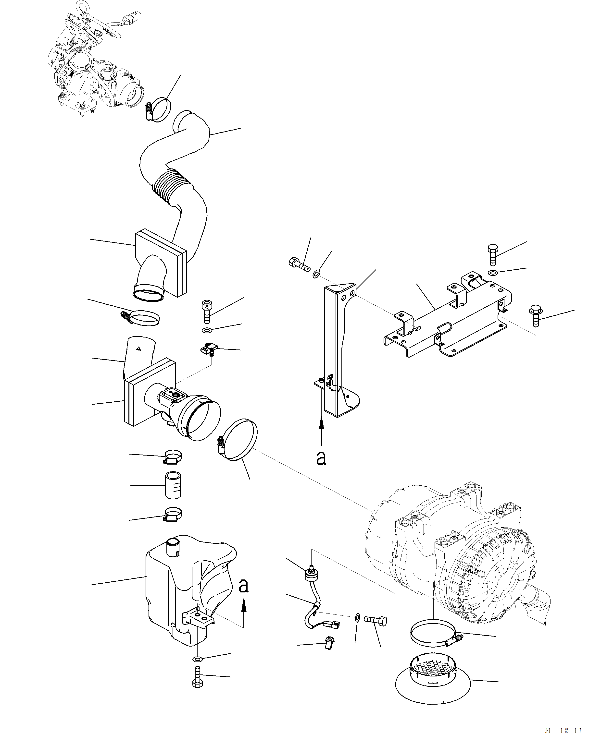 Komatsu parts book diagram for PC220LCi-12 S/N A15001: B0200-001002 AIR CLEANER RELATED PARTS