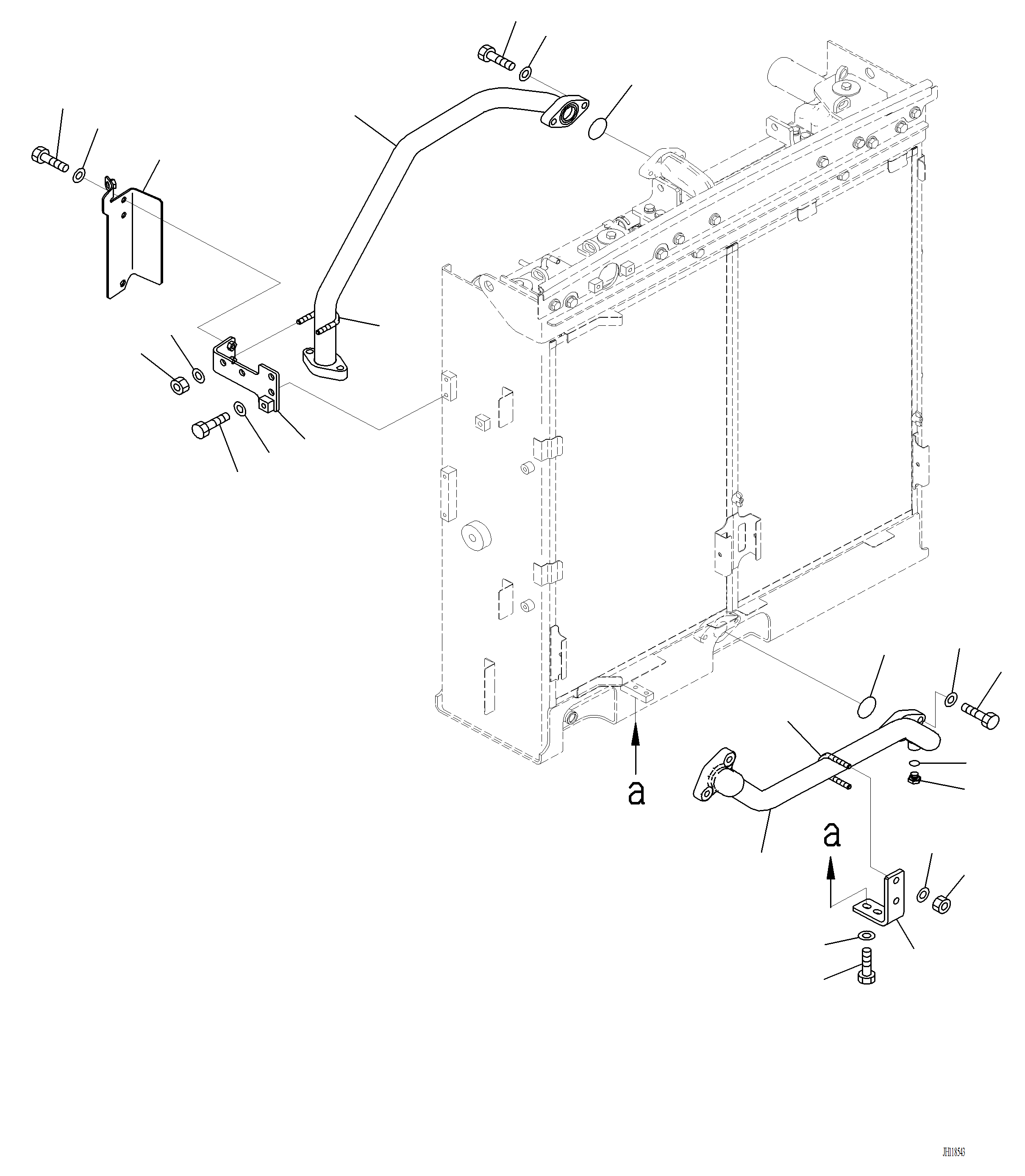 Komatsu parts book diagram for PC220LCi-12 S/N A15001: C0100-001008 COOLING SYSTEM OIL COOLER PIPING