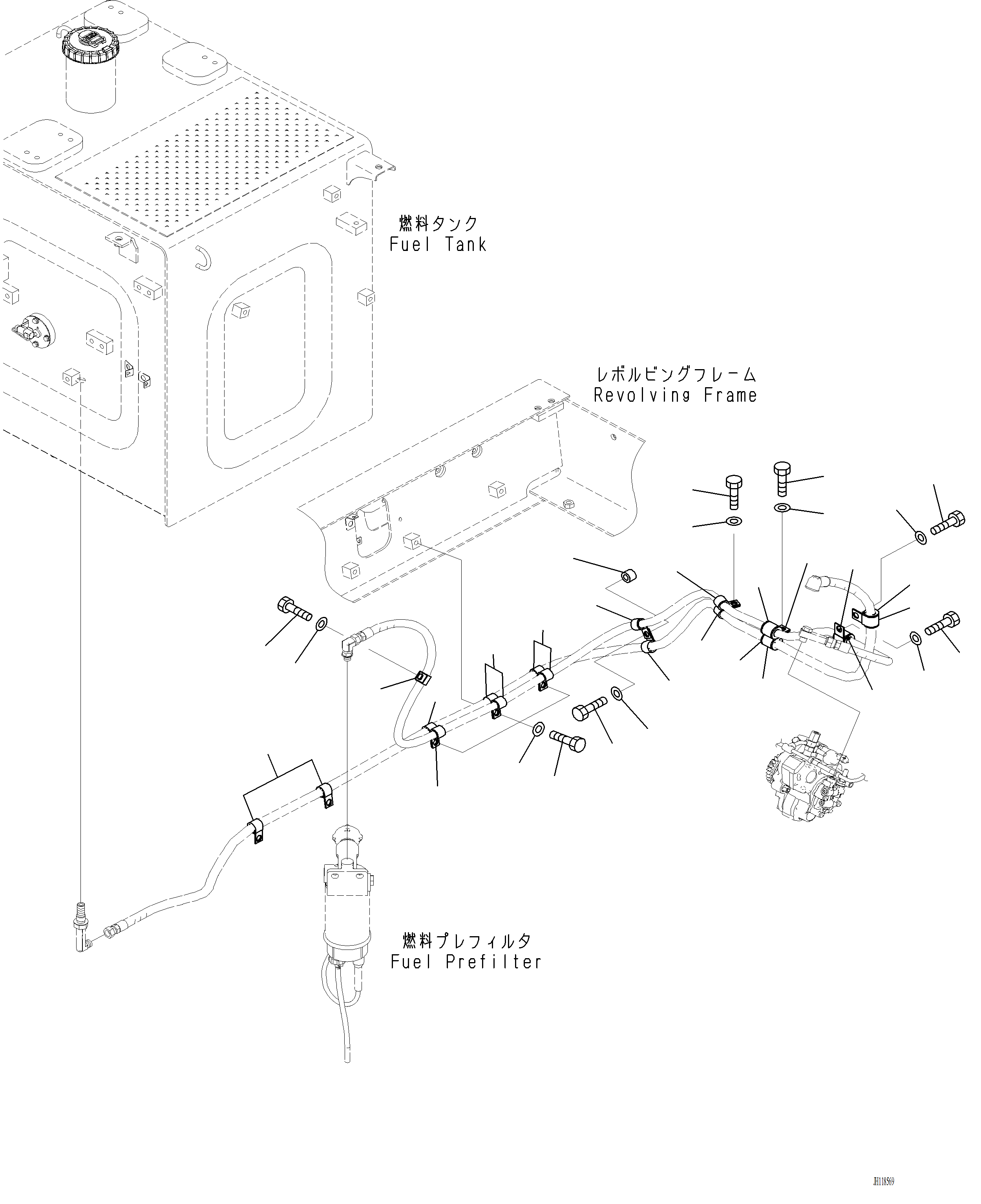 Komatsu parts book diagram for PC220LCi-12 S/N A15001: D0200-001002 FUEL PIPING CLIP