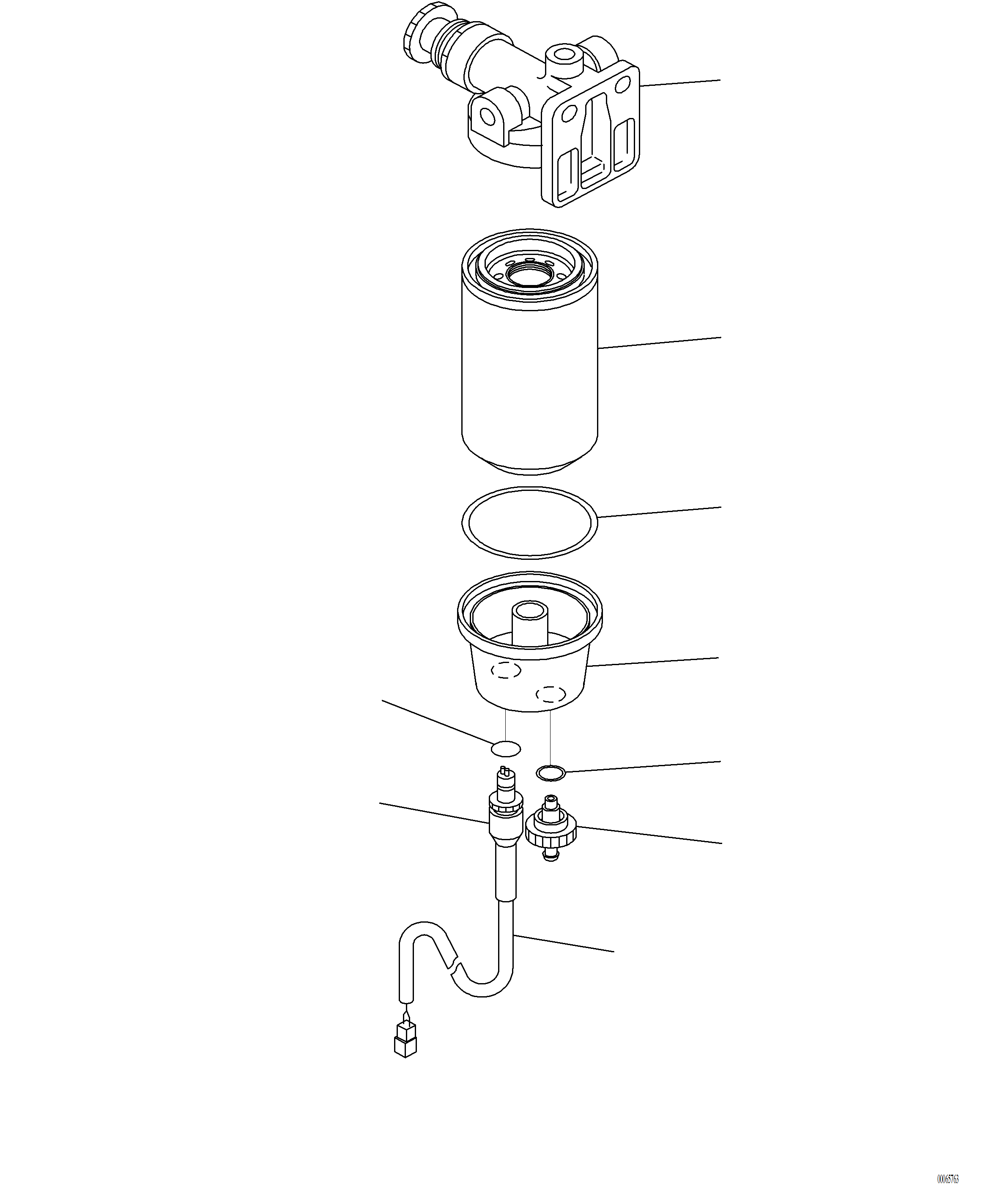 Komatsu parts book diagram for PC220LCi-12 S/N A15001: D0200-001003 FUEL PIPING INNER PARTS, FUEL PREFILTER