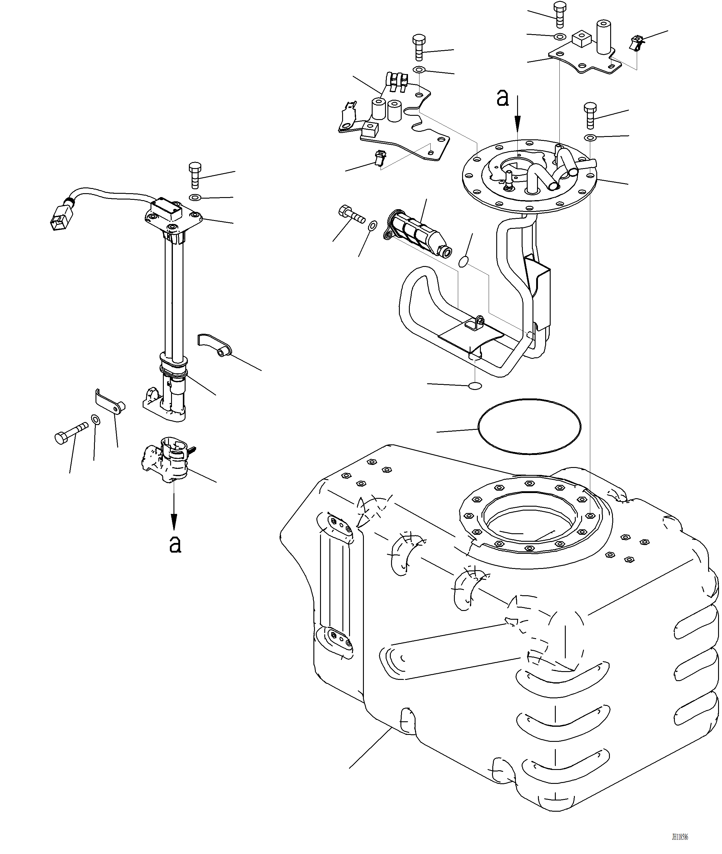 Komatsu parts book diagram for PC220LCi-12 S/N A15001: D0500-001001 DEF TANK TANK AND SENSOR