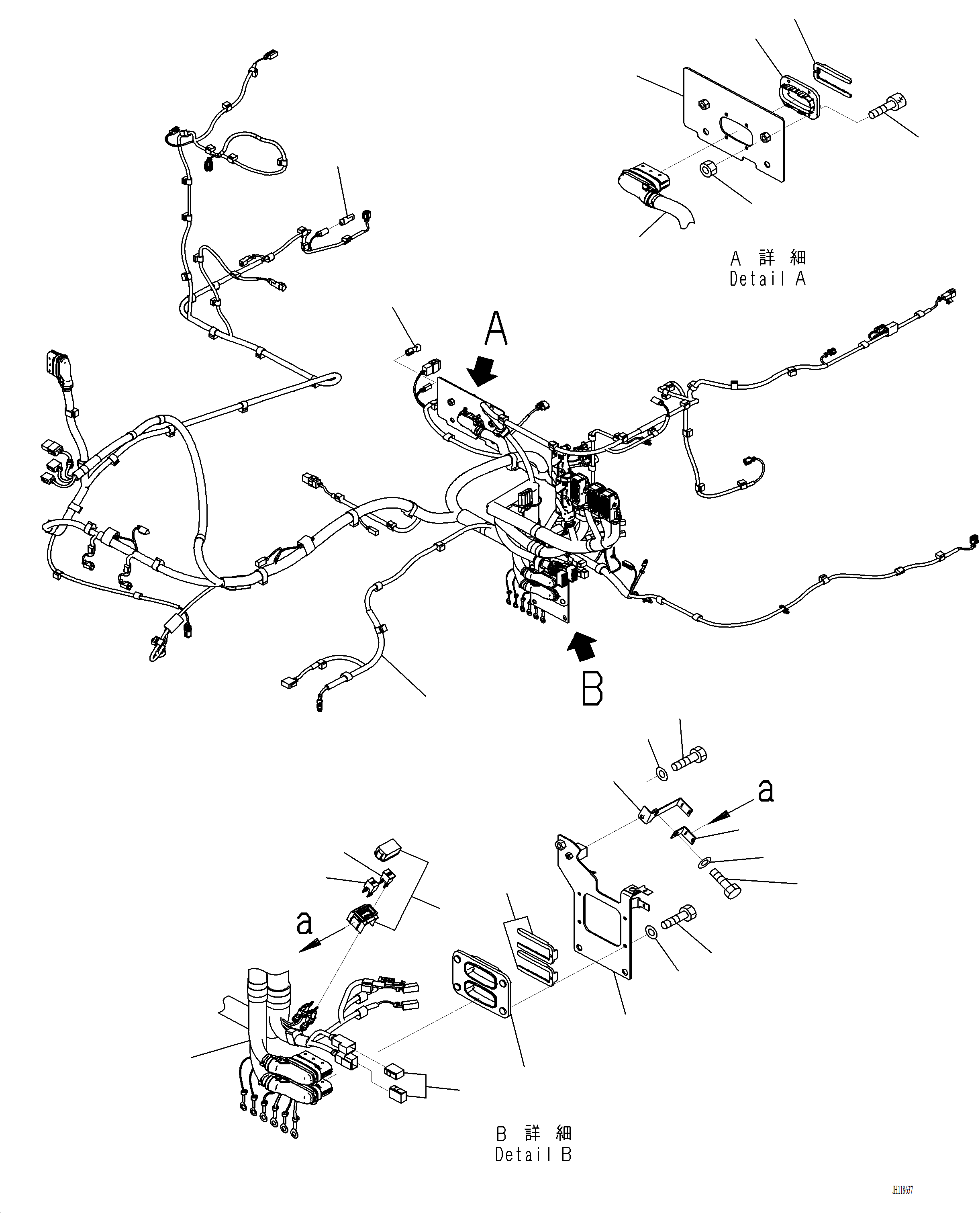 Komatsu parts book diagram for PC220LCi-12 S/N A15001: E0200-001001 ELECTRIC WIRING HARNESS WIRING HARNESS