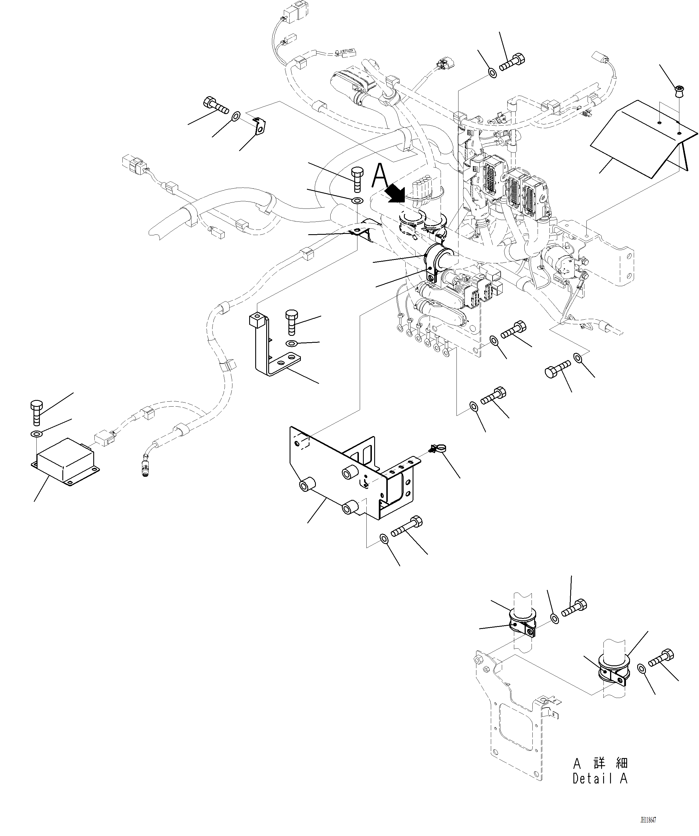 Komatsu parts book diagram for PC220LCi-12 S/N A15001: E0200-001004 ELECTRIC WIRING HARNESS WIRING HARNESS CLAMP (1/4)