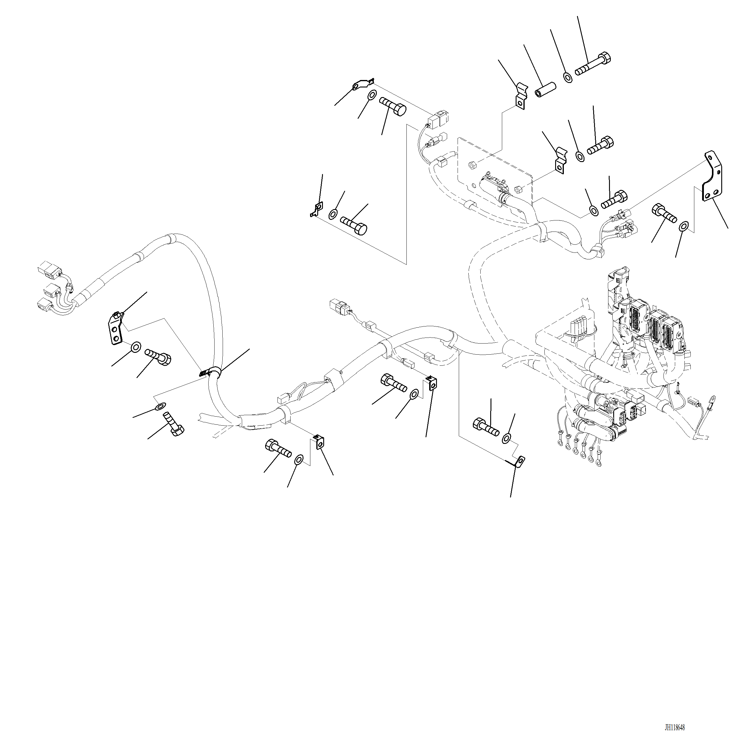Komatsu parts book diagram for PC220LCi-12 S/N A15001: E0200-001005 ELECTRIC WIRING HARNESS WIRING HARNESS CLAMP (2/4)