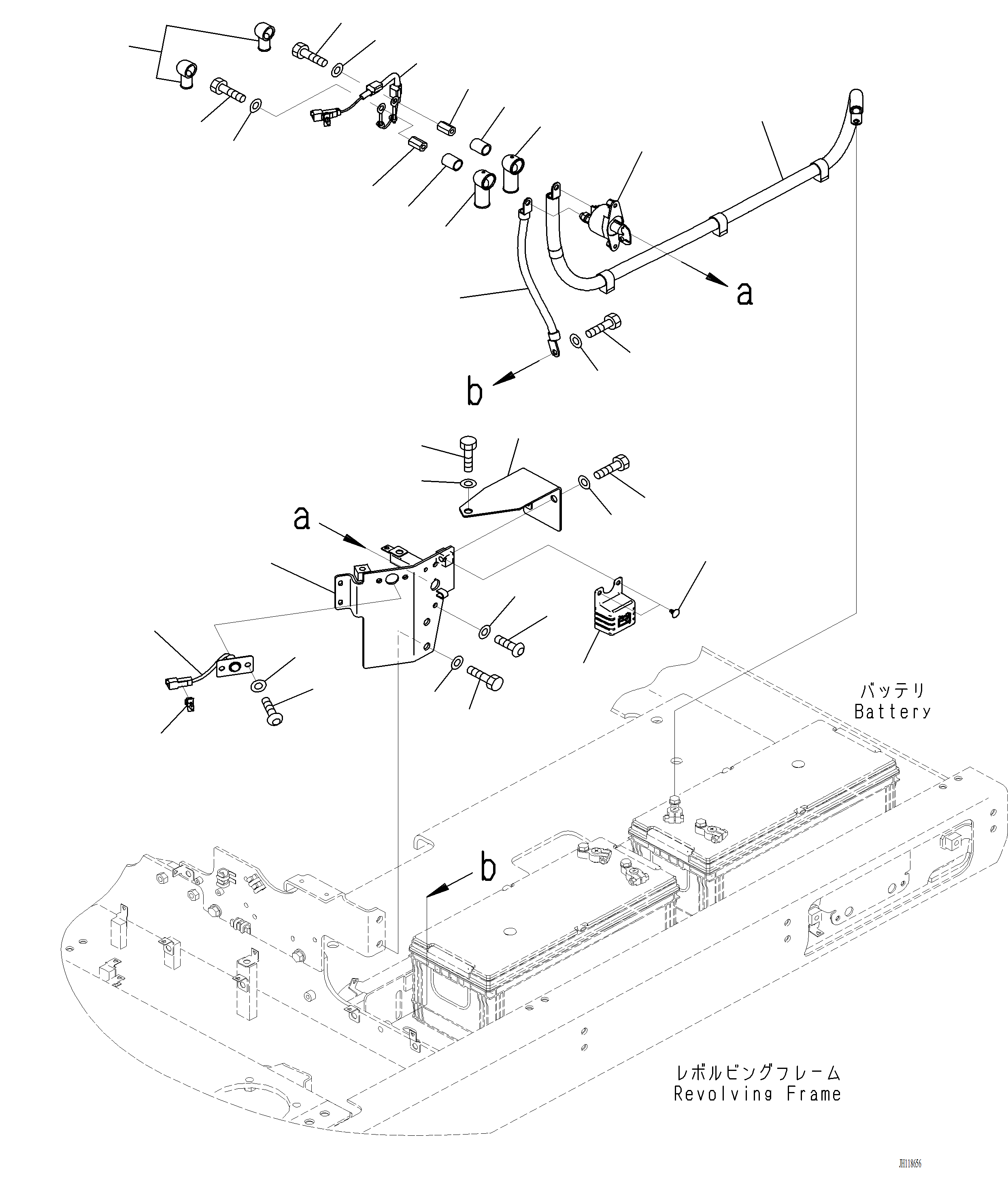 Komatsu parts book diagram for PC220LCi-12 S/N A15001: E0200-001009 ELECTRIC WIRING HARNESS BATTERY CABLE FOR DISCONNECT SWITCH