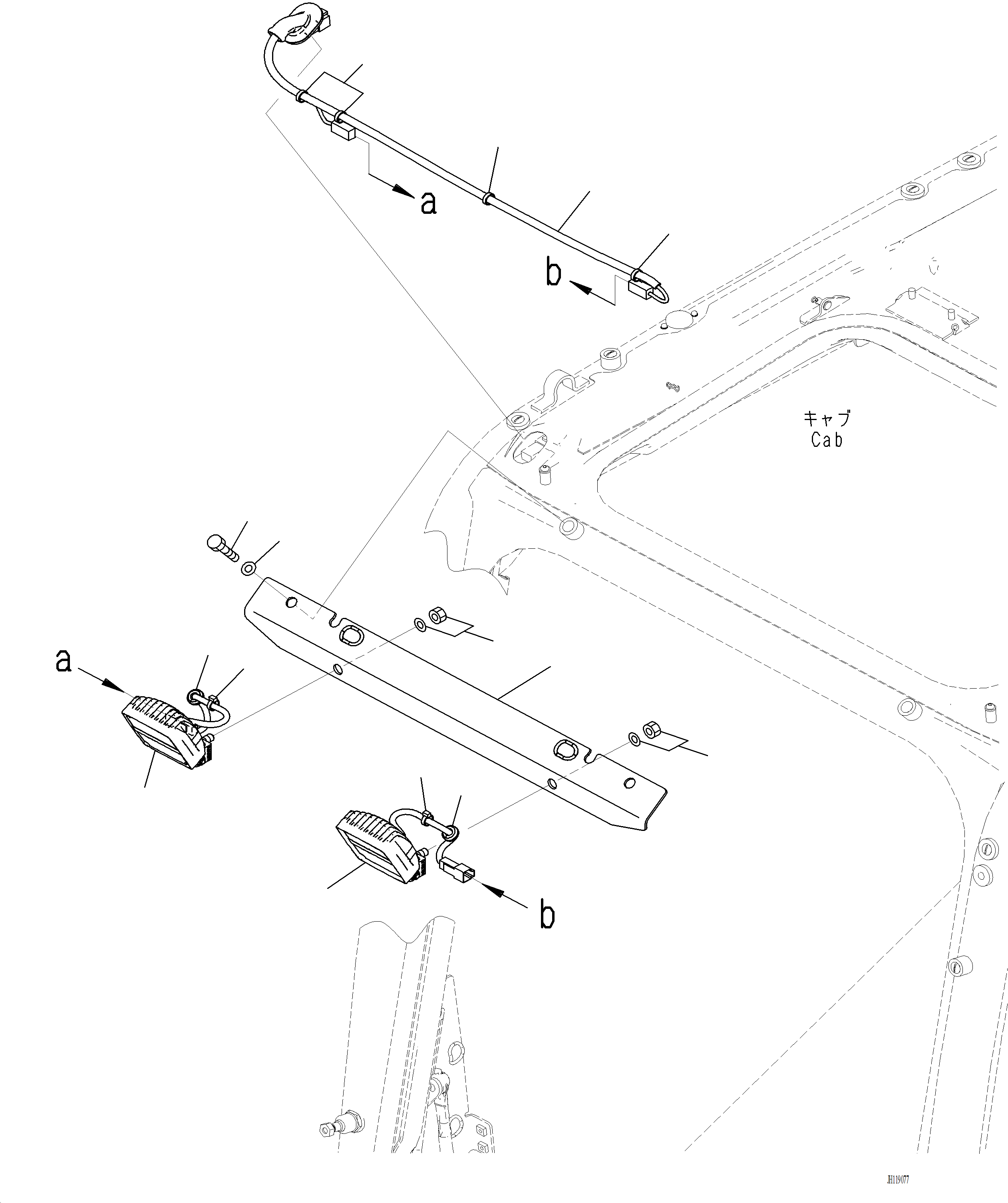 Komatsu parts book diagram for PC220LCi-12 S/N A15001: E0310-001001 ADDITIONAL WORKING LAMP