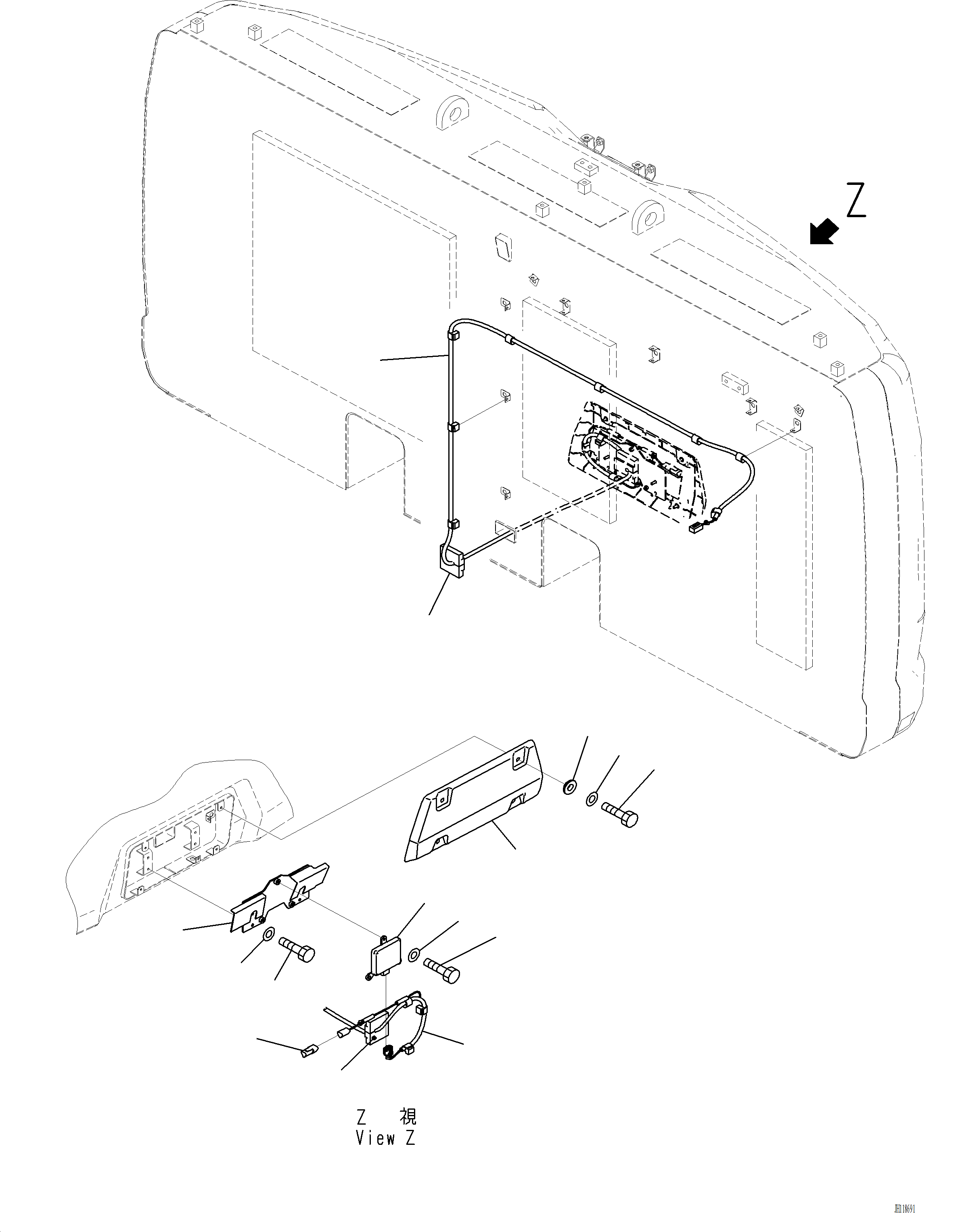 Komatsu parts book diagram for PC220LCi-12 S/N A15001: E0460-002002 OBSTACLE DETECTION SYSTEM (ODS) RADAR REAR RADAR