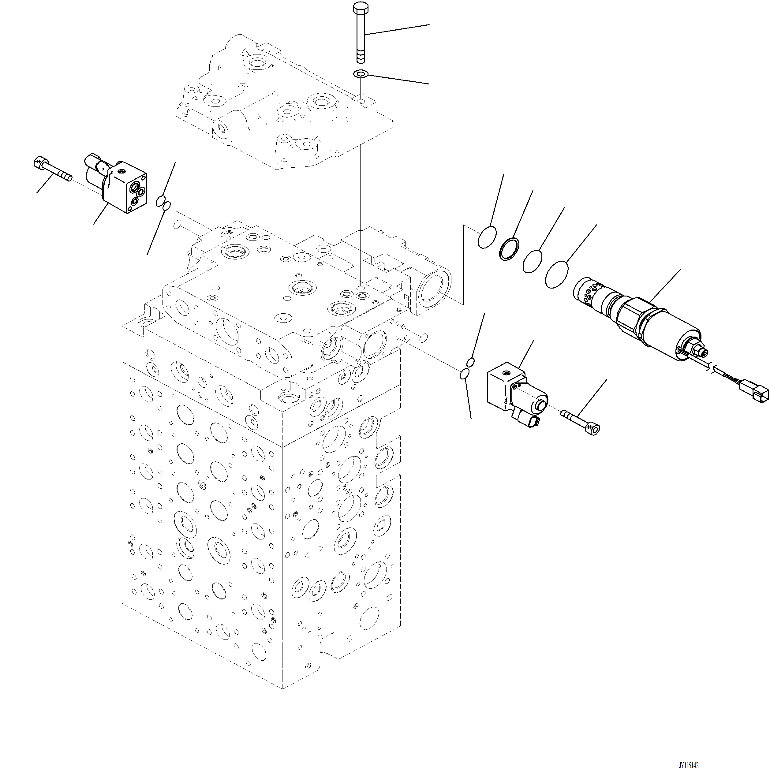 Komatsu parts book diagram for PC220LCi-12 S/N A15001: H0120-001020 CONTROL VALVE 7-ACTUATOR VALVE (20/20) (WITH 1-ADDITIONAL ACTUATOR PIPING, TOOL CONTROL)