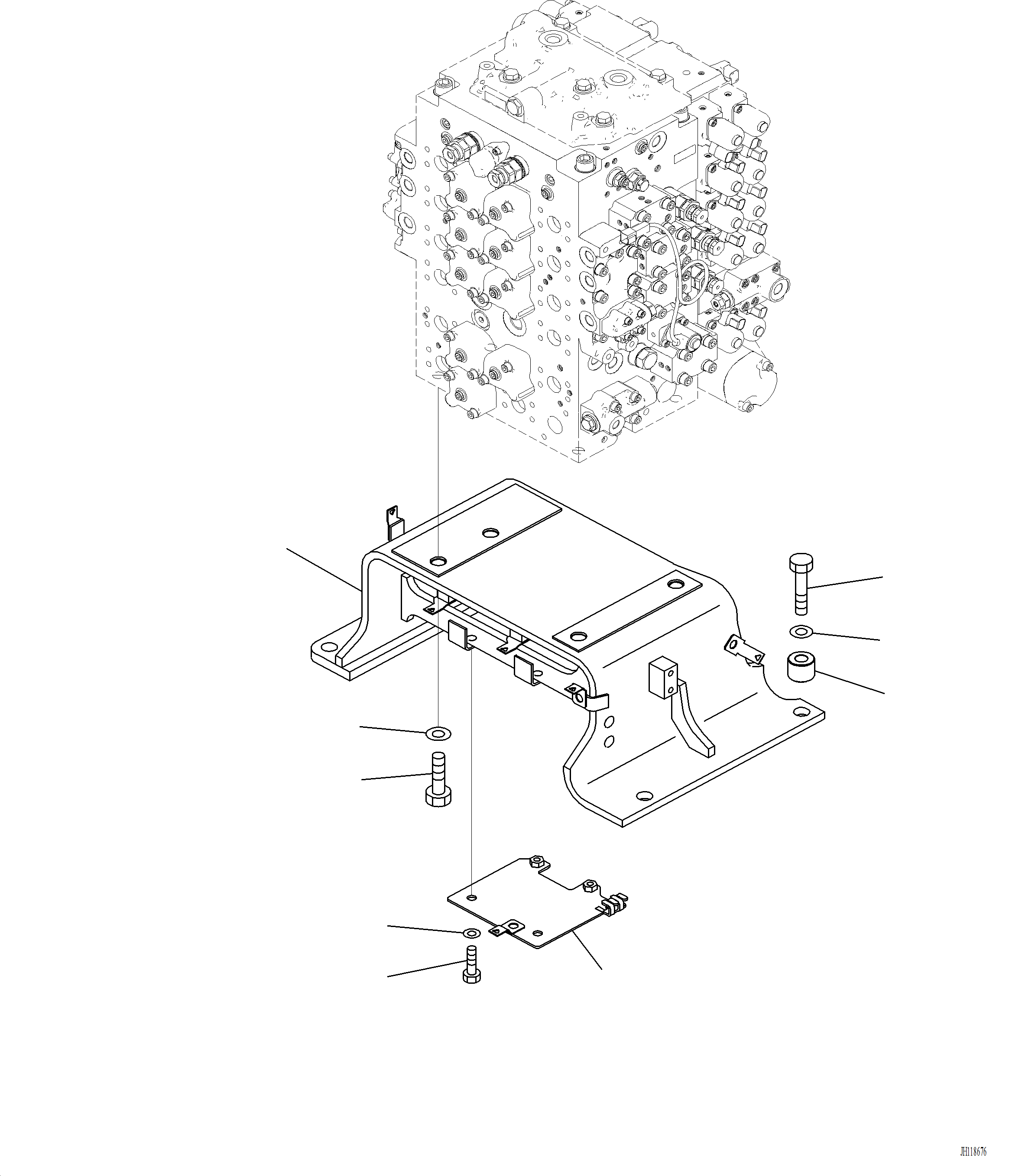 Komatsu parts book diagram for PC220LCi-12 S/N A15001: H0120-001021 CONTROL VALVE VALVE BRACKET
