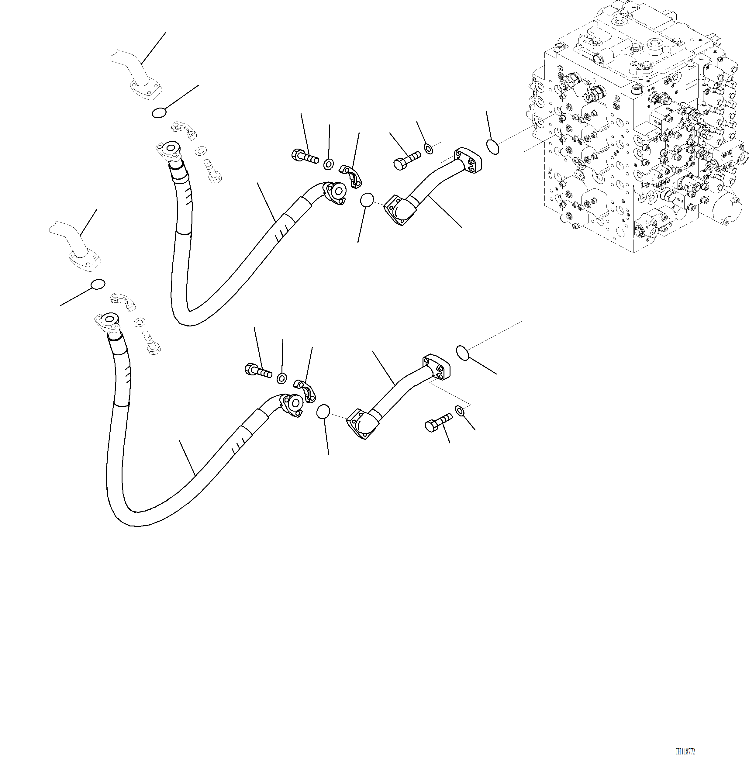 Komatsu parts book diagram for PC220LCi-12 S/N A15001: H1220-001001 ARM AND BUCKET PIPING ARM
