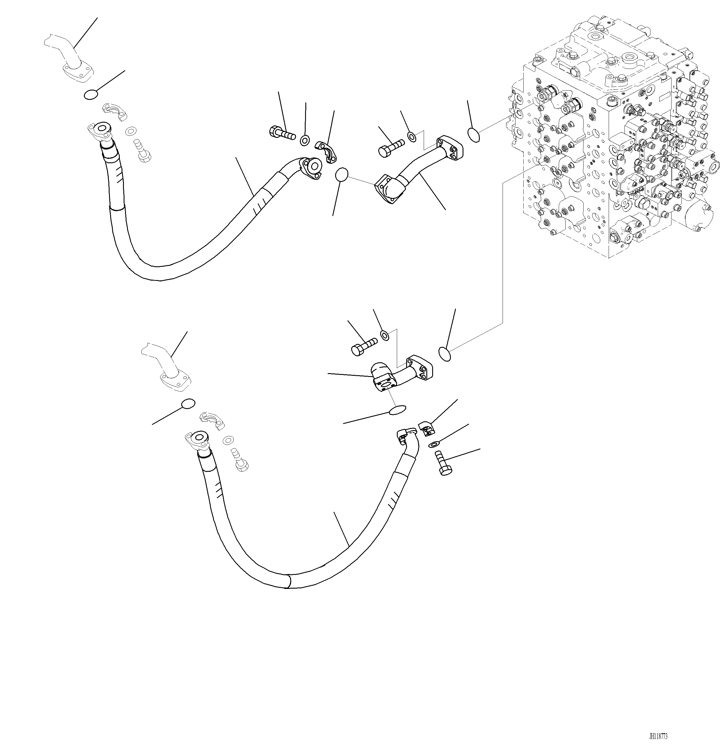 Komatsu parts book diagram for PC220LCi-12 S/N A15001: H1220-001002 ARM AND BUCKET PIPING BUCKET