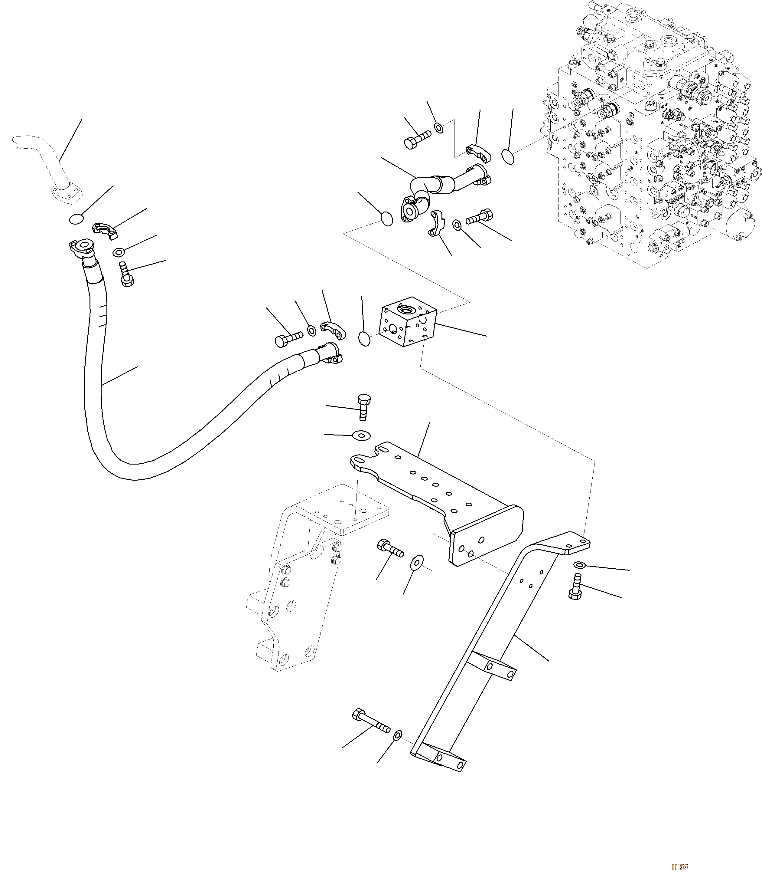 Komatsu parts book diagram for PC220LCi-12 S/N A15001: H1270-002001 ATTACHMENT PIPING PIPING, L.H.