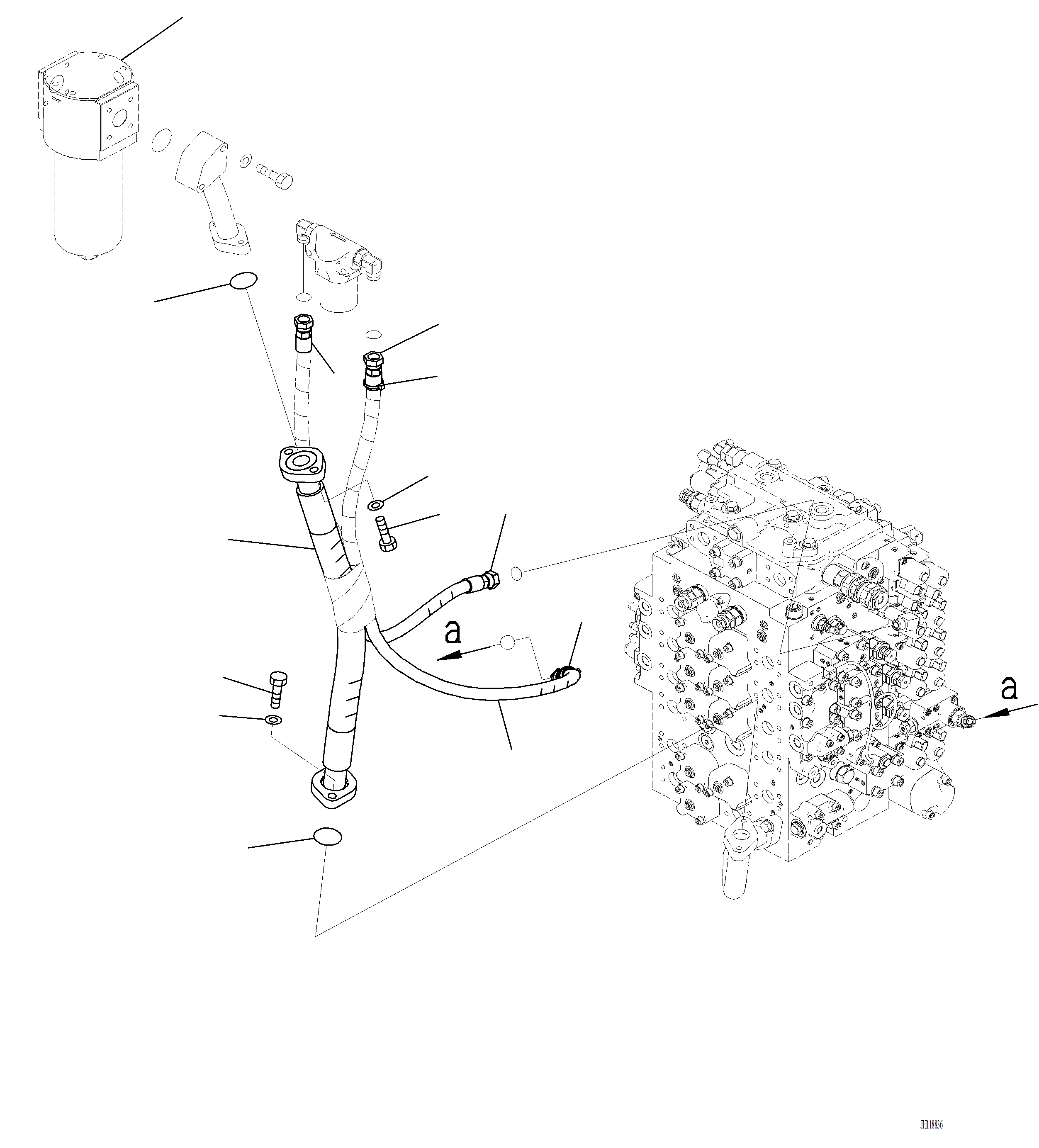 Komatsu parts book diagram for PC220LCi-12 S/N A15001: H1831-002005 SOLENOID VALVE PILOT FILTER RELATED PARTS (FOR 1-ADDITIONAL ACTUATOR PIPING, TOOL CONTROL)