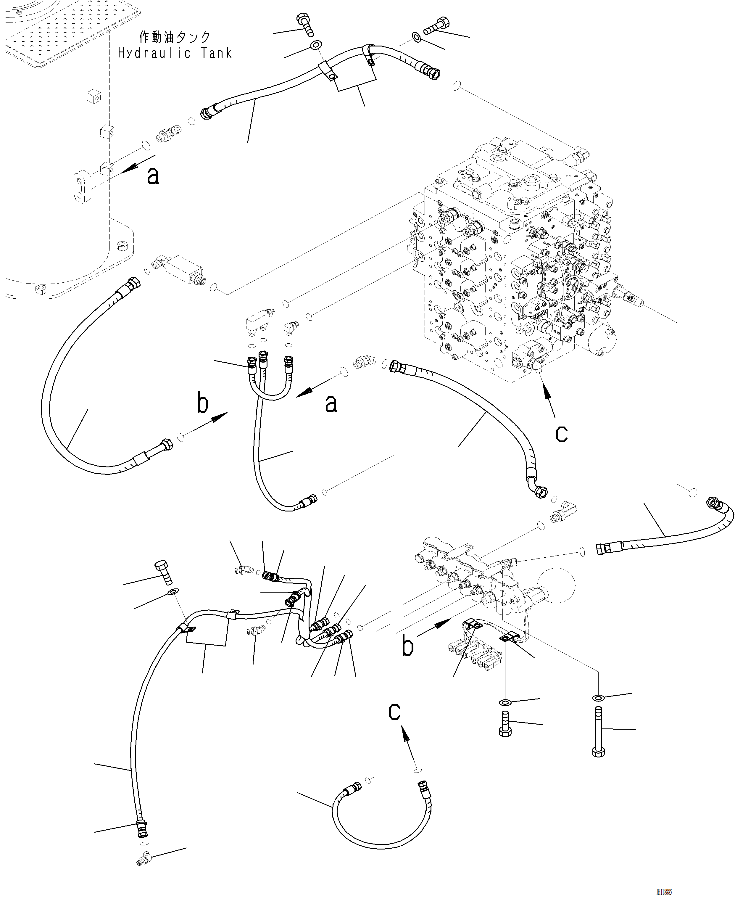 Komatsu parts book diagram for PC220LCi-12 S/N A15001: H1831-003002 SOLENOID VALVE PIPING