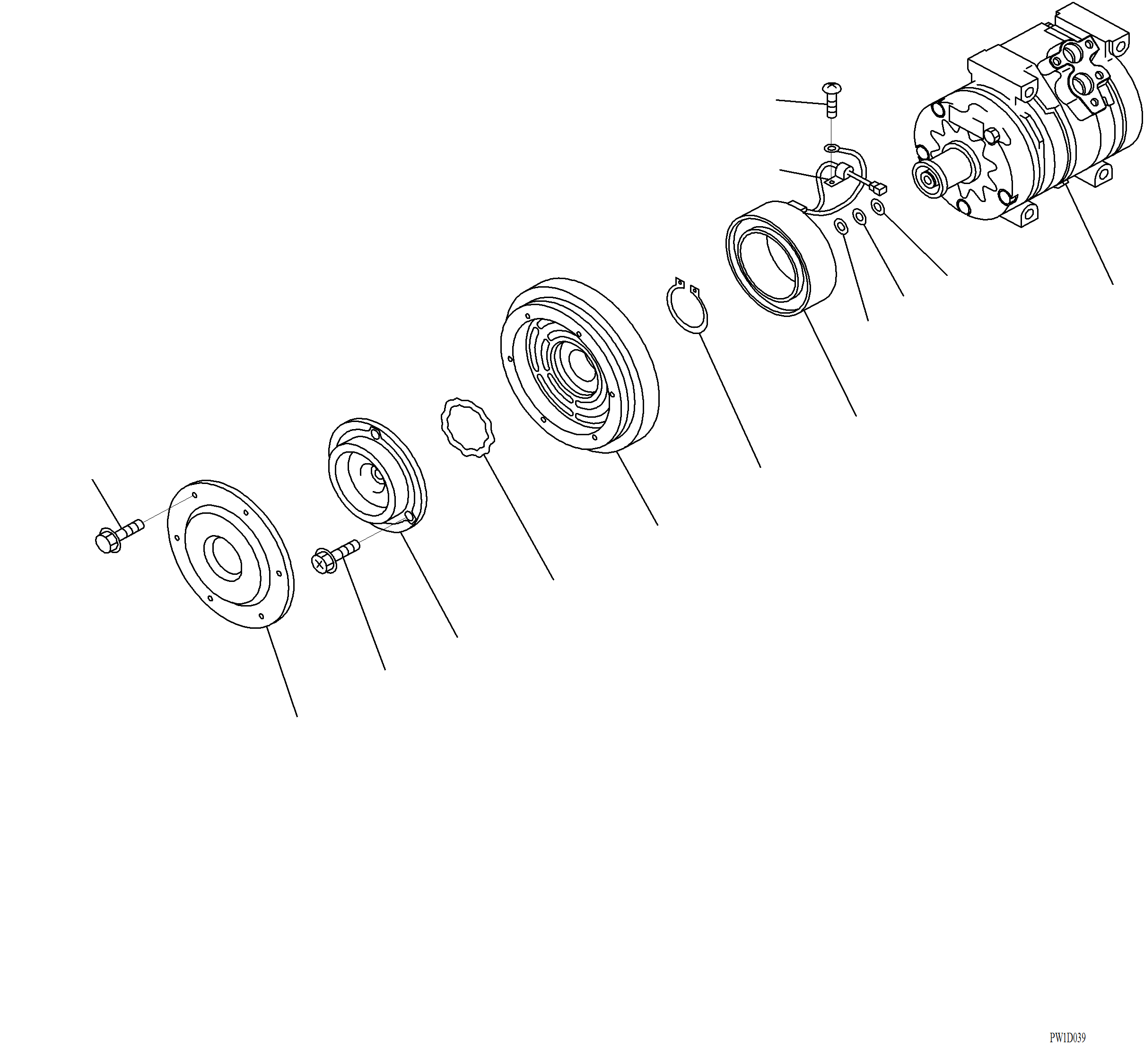 Komatsu parts book diagram for PC220LCi-12 S/N A15001: K0700-001001 AIR CONDITIONER COMPRESSOR